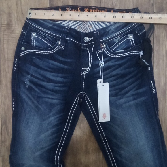 Rock Revival NWT Women's 26 Skinny Charlotte Bejeweled Shimmer Distressed - Picture 11 of 14
